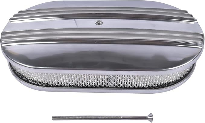 GELUOXI 15" Oval Half Finned Polished Aluminum Air Cleaner Replacement - Image 3