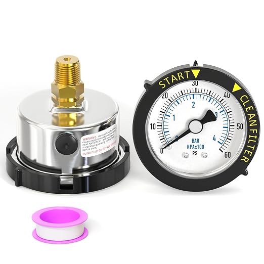 0-60PSI Stainless Steel Pool Filter Pressure Gauge, 1/4" NPT Back Mount by BOGERDACK