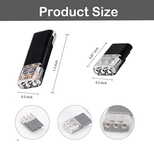 3-Pin Quick Wire Connector, LED Strip Light Connector, Pluggable Low Voltage - Image 6