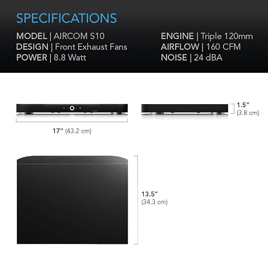 AC Infinity AIRCOM S10, Quiet Cooling Blower Fan System 17" Front-Exhaust - Image 6