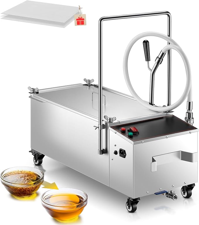 Mobile Fryer Oil Filter Machine, 55L/14.5GAL Fryer Filter Machine, Stainless by HOME