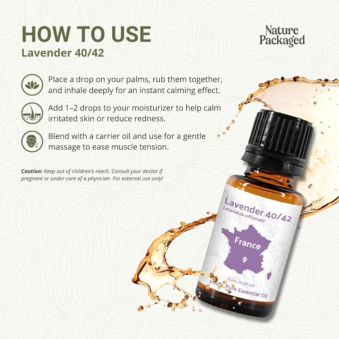 Lavender 40/42 Essential Oil Direct from France - Essential Oil for Candle Making and Soaps - Pure Lavender 40/42 Oil for Aromatherapy, Skincare, Haircare, Perfumes (15 mL)