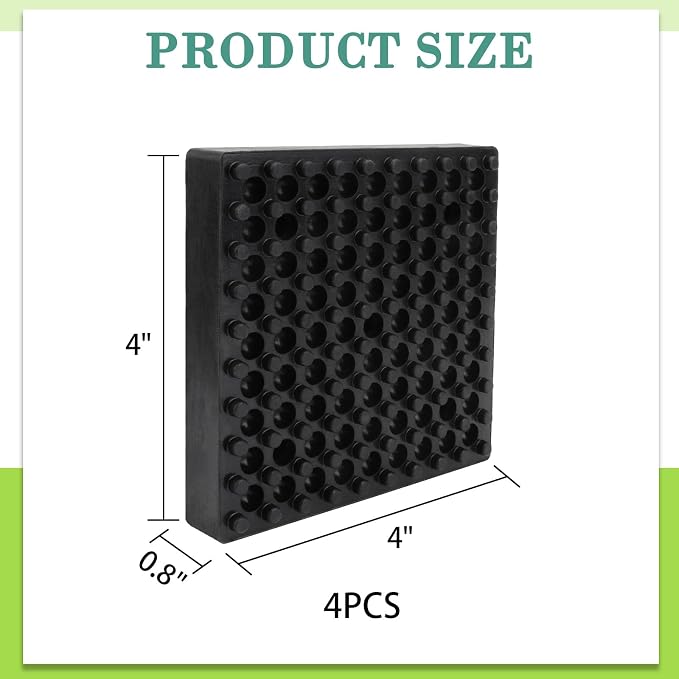 4 Pack Exercise Equipment Mat, Heavy Duty Thick Steel Embedded Rubber Pad - Image 5