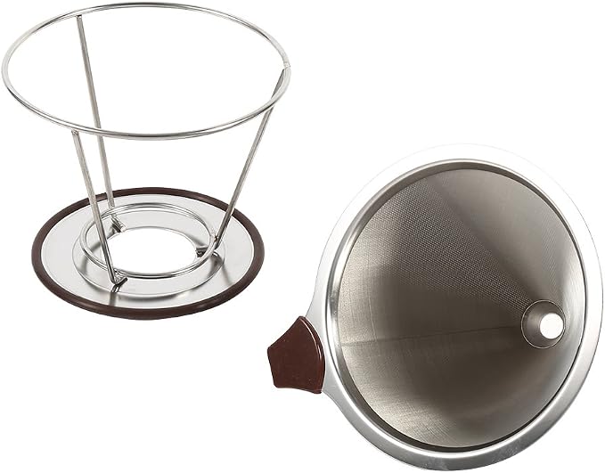 304 Stainless Steel Coffee Cone Filter, Double Layer Mesh Drip Dripper - Image 7