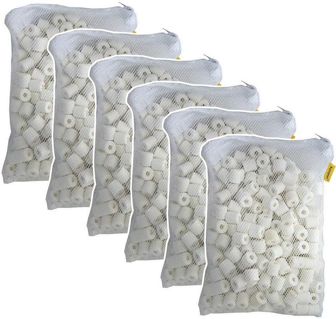 6 lbs Premier Bio Ceramic Rings Aquarium Filter Media in 6 Free Mesh Bags by Aquapapa