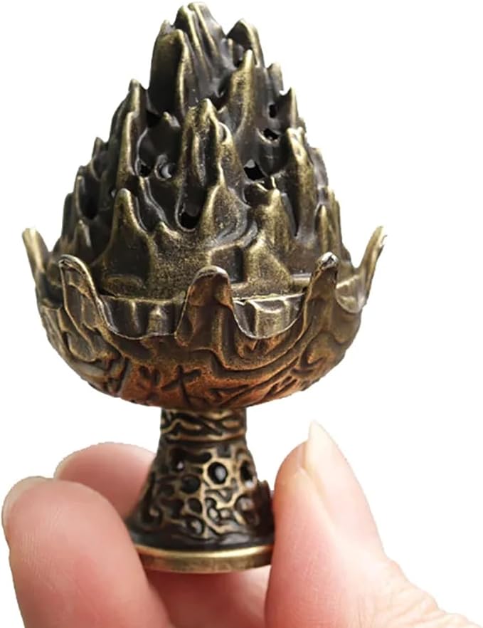 3 PCS Mini Brass Lotus Incense Holder, Small Flower Vintage Cone Incense Burner - Image 2