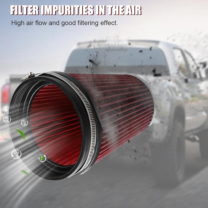 152mm 6" High Flow Cold Air Intake Filter, High-Performance Clamp-On Washable - Image 5