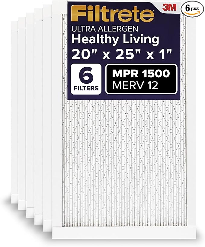 Filtrete 20x25x1 AC Furnace Air Filter, MERV 12, MPR 1500, CERTIFIED asthma & by Filtrete