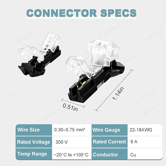 12PCS Quick Connect Wire Connectors, 3 Way 1 Pin Low Voltage T Tap Wire - Image 3