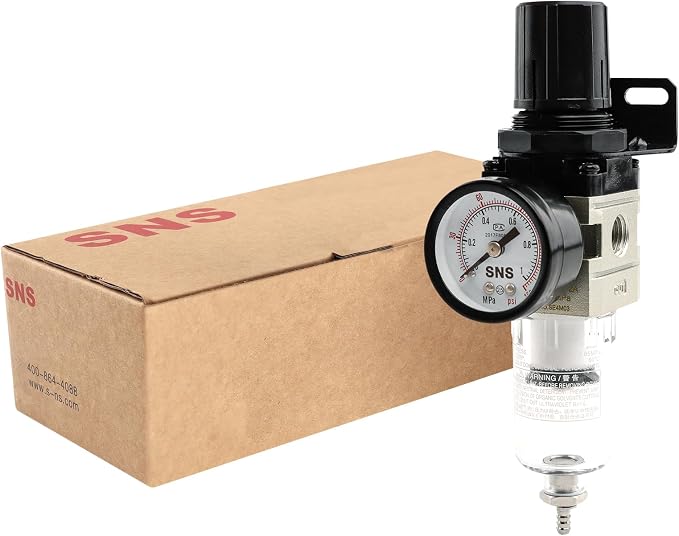 SNS Compressed Air Filter Regulator Piggyback Combo 1/4”NPT- Semi-auto Drain - Image 5