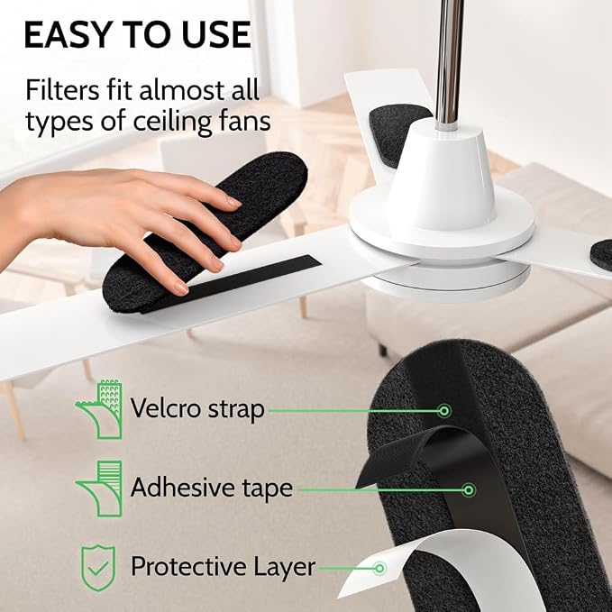 Ceiling Fan Filters for Blades 6-Pack Set Air Filters - Image 6