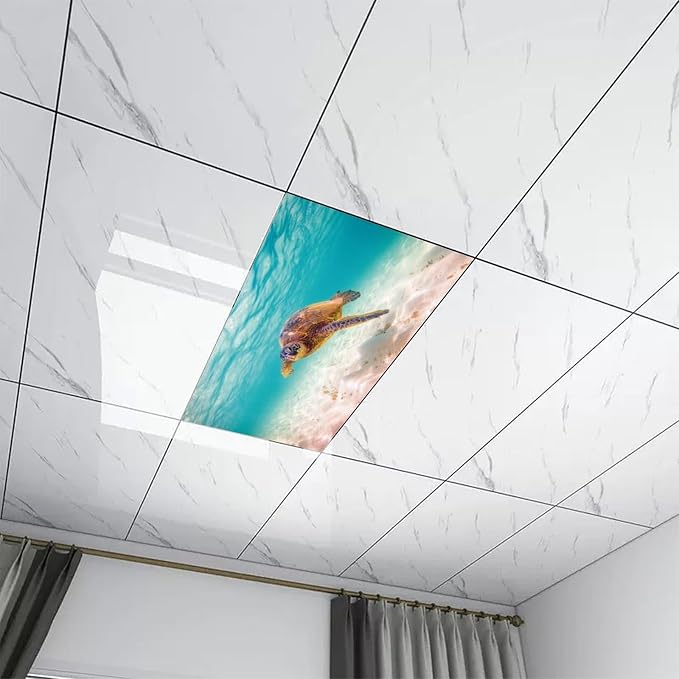 2 Pack Fluorescent Light Covers 4 X 2 Feet Sea Turtle Magnetic Light Cover - Image 7