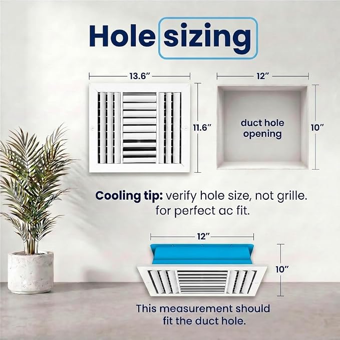 12x10 Aluminum 3-Way Air Flow Vent Cover Wall Ceiling Register Multi-Shutter - Image 3