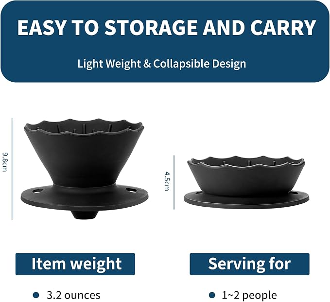 MERMOO YILAN Collapsible Coffee Dripper, Silicone Pour Over Coffee Filter Holder - Image 2