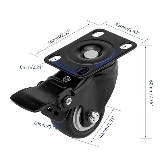 4 PCS 1.5 inch Heavy Duty Caster Wheels Polyurethane PU Rubber Swivel Casters - Image 4
