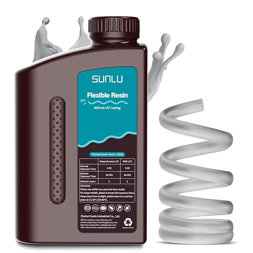 SUNLU Flexible 3D Printer Resin, 66A 3D Printing Resin by SUNLU