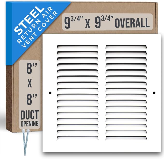Fits 8x8 Duct Opening | Steel Return Air Grille by Handua | Vent Cover Grill by Handua