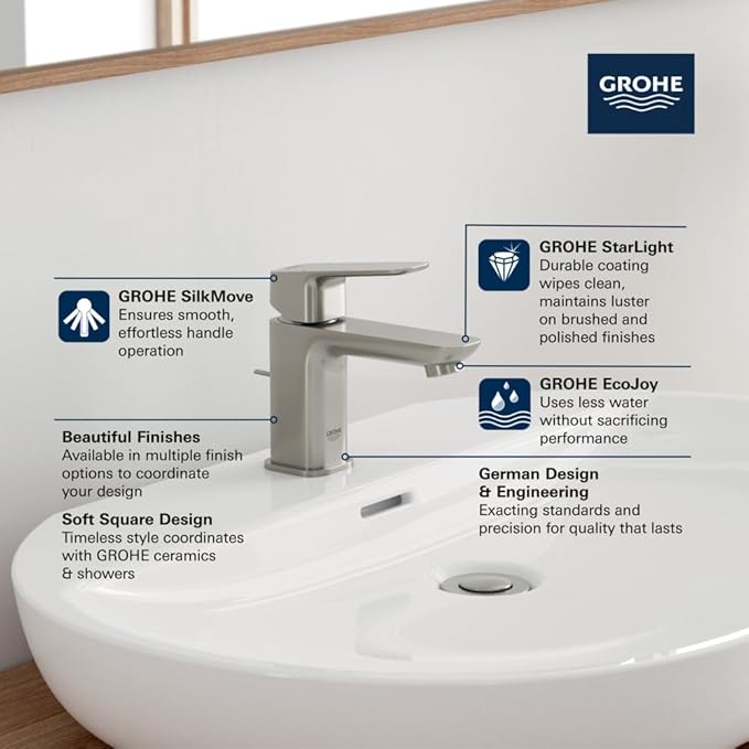 Grohe 1018970000 Cubeo Single Hole Single Handle XS-Size Bathroom Faucet, 1.2 GPM, Starlight Chrome