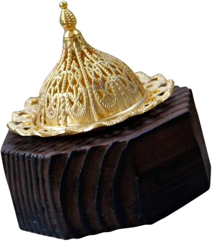 Cabilock Desktop Incense Burner Black Wooden Censer Metal Trim Octagonal Design by cabilock