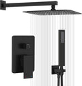 Gabrylly Black Shower System, High-Pressure 10" Stainless Steel Rain Showerhead with handheld Spray Combo, Rainfall Shower Faucet Set Complete, 2 Way Valve Included, Matte Black