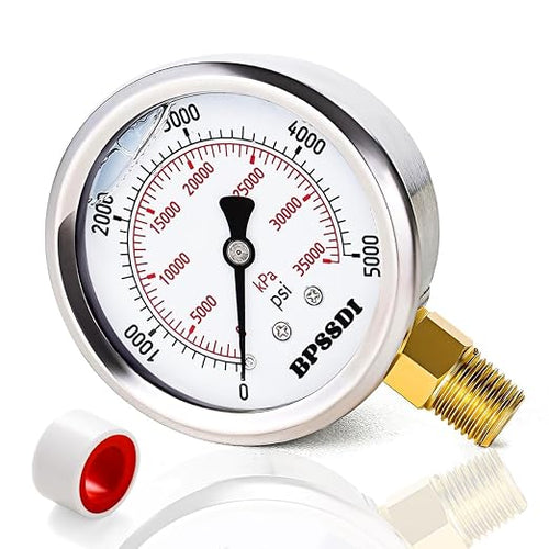 0-5000 Psi Glycerin Liquid Filled Hydraulic High Pressure Gauge, 2.5" Dial Size by BPSSDI