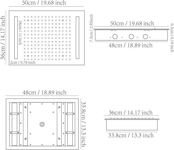 Shower System Brushed Gold Shower Faucet Set with 14X20 inch and 8 inch Rainfall Shower Head, Handheld Spray, 3 Way Digital Temperature Display Shower