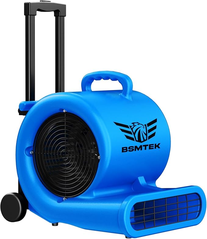 5000 CFM 1HP Air Mover Blower Fan, Floor Blower Dryer, 3 Speeds, 4 Adjustable by BSMTEK