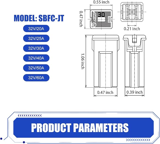 6 PCS Square Fuse Assortment Kit, Portable Jcase Long Fuse Combo Kit, 20A 25A - Image 2