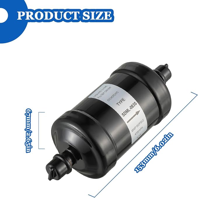 BOJACK Single Flow Refrigerant Filter Dryer Liquid Line SDML-083S 3/8" Sweat - Image 2