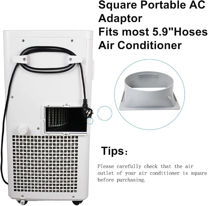 5.9 inch Portable Air Conditioner Exhaust Hose Coupler Window Adapter A/C - Image 4
