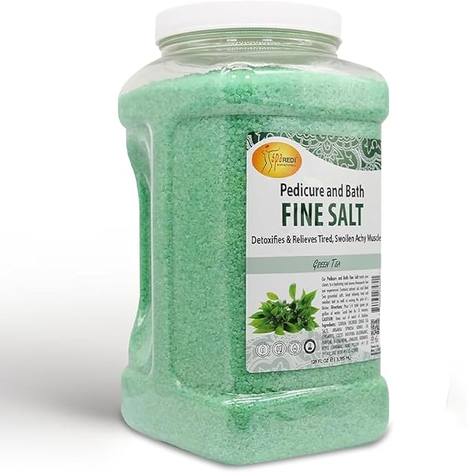 SPA REDI - Detox Foot Soak Pedicure and Bath Fine Salt, Green Tea, 128 Oz - Made with Dead Sea Salts, Argan Oil, Coconut Oil, and Essential Oil - Hydrates, Softens and Moisturizes