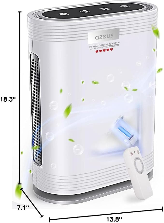 AZEUS True HEPA Air Purifier for Home, UV light | Ionic Generator | Office or - Image 7