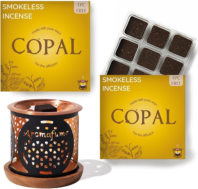 Copal Incense Bricks & Flower of Life Exotic Burner by Aromafume | 2 Trays x 9 by Aromafume