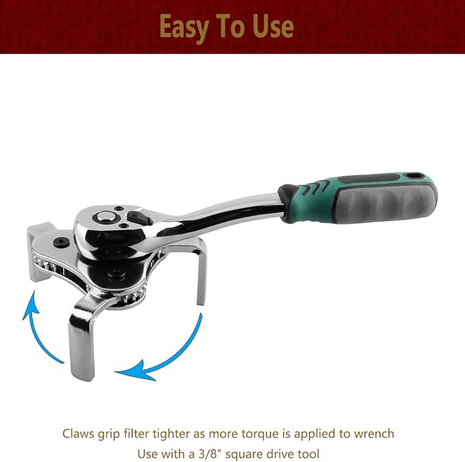 Moker Universal Oil Filter Wrench Adjustable, 3 Jaw Oil Filter Remover Tools - Image 3
