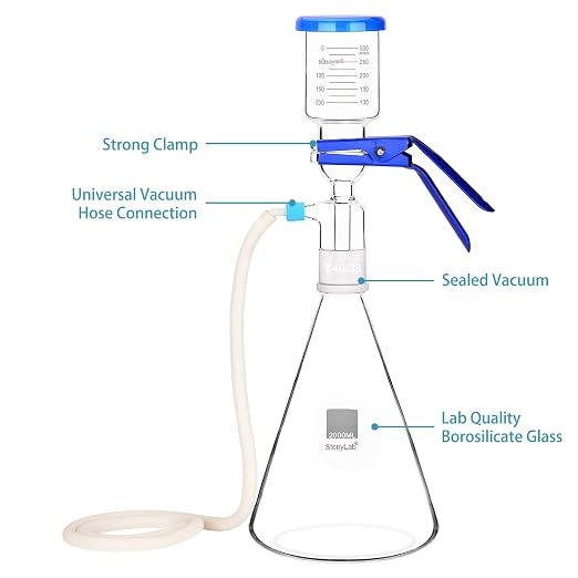 stonylab Glass Filtration Apparatus, Borosilicate Glass Vacuum Filtration - Image 2