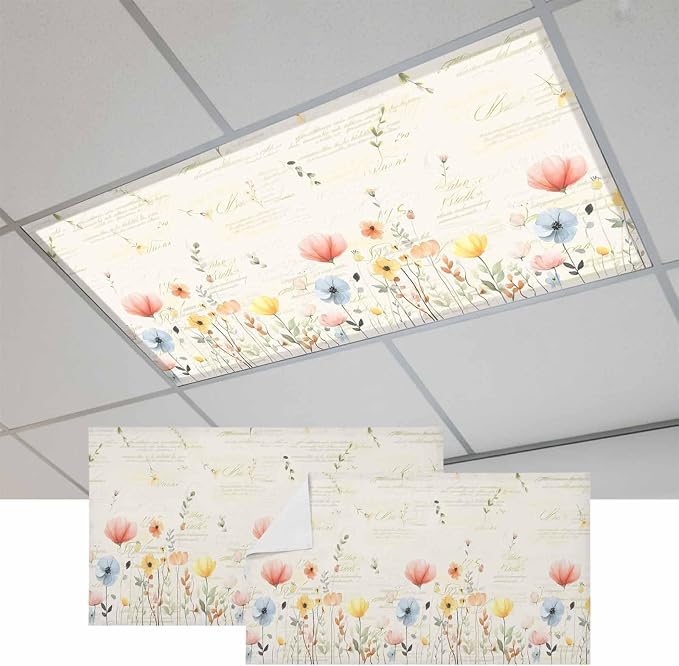 Fluorescent Light Covers for Ceiling Lights Spring Poppy Floral Magnetic Light by Home+L6