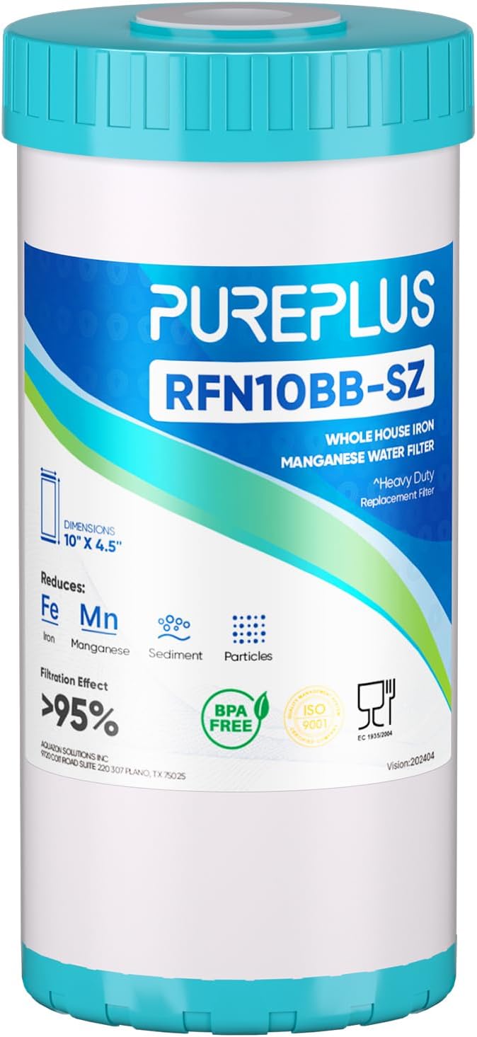 PUREPLUS 10" x 4.5" RFN10BB-SZ Whole House Iron & Manganese Reduce Water Filter by PUREPLUS