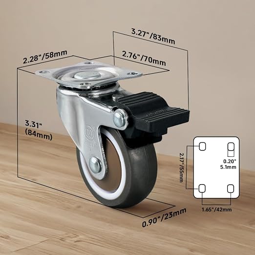 2" Caster Wheels Set of 4 Heavy Duty No Noise Castors - Image 2
