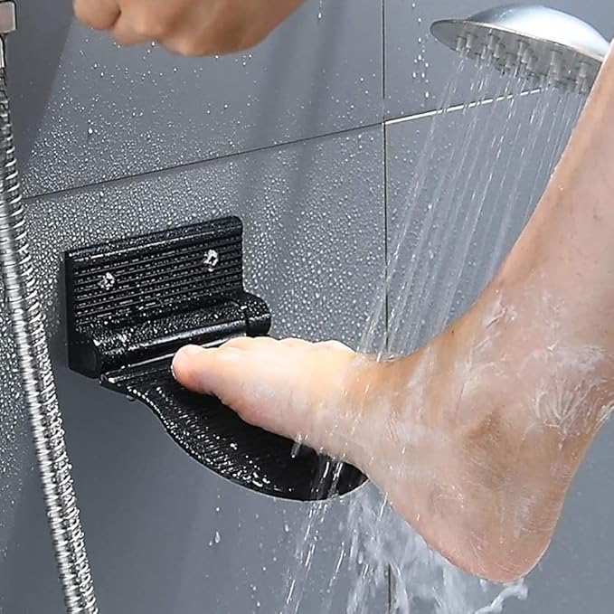 Shower Foot Rest for Shaving, Wall Mounted Folding Foot Stand for Bathroom, Black Metal
