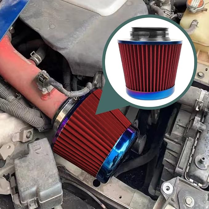 Cold Air Intake Filter, High Performance, Washable Filter, Clamp-On Replacement - Image 7