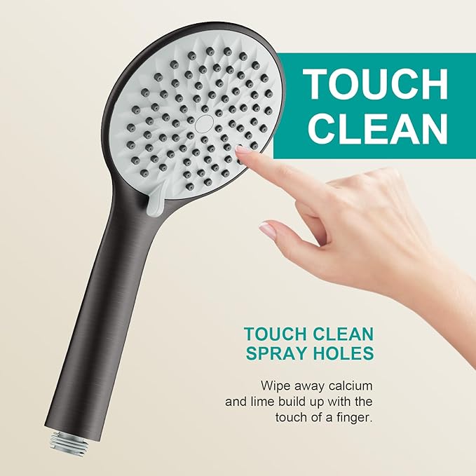 Shower Slide Bar Handheld Shower Head with Hose, 5-Function Hand Shower with Wall Mount，shower slide bar,adjustable height shower head (A-round, ORB)