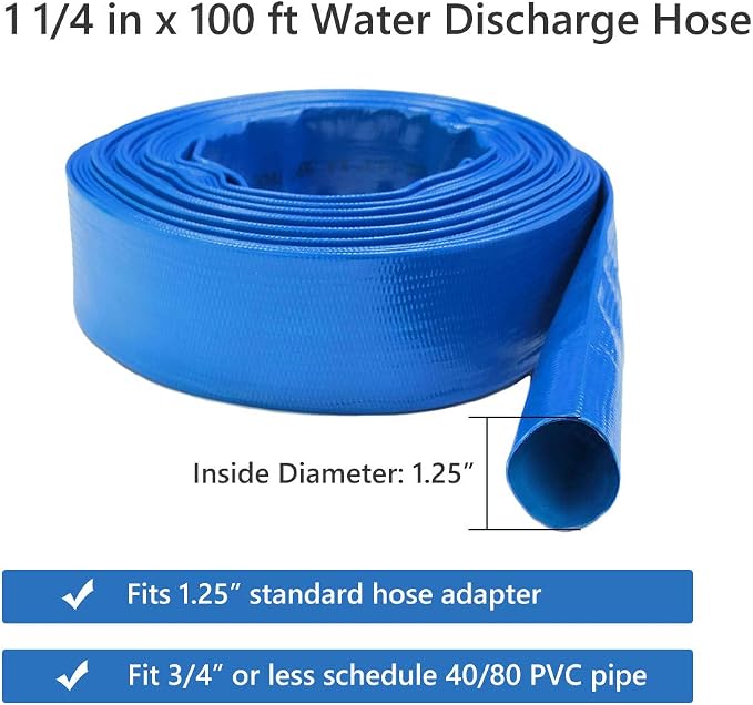 Eastrans 1-1/4''x100ft Blue PVC Lay-Flat Backwash Hose - Image 4