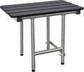 22-inch x 15-inch ADA Bariatric Folding Wall Mount Bench Shower Seat with Legs, Black Slatted Phenolic Seat