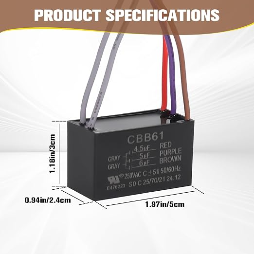 Podoy Ceiling Fan Capacitor CBB61 5 Wire - Image 3