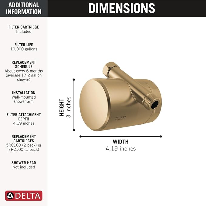 Delta Faucet Clarifi Standard Shower Filter Attachment - Image 7
