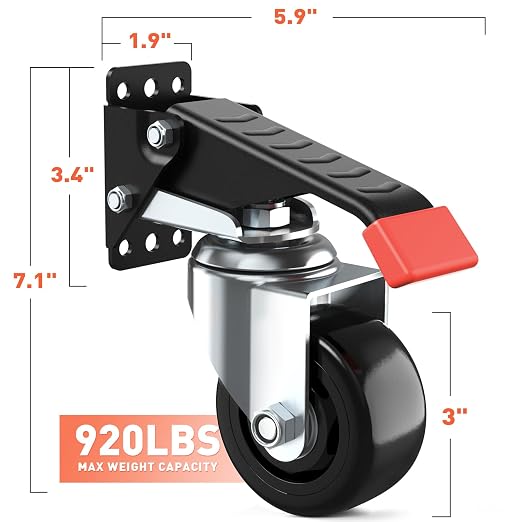 SPACEKEEPER Workbench Casters kit 920 Lbs Retractable Casters Heavy Duty Bench - Image 3