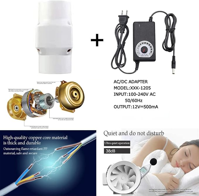 2'' Duct Fan for Adjustable Speed, 22 CFM Duct Intake High Efficiency Air Fan - Image 7