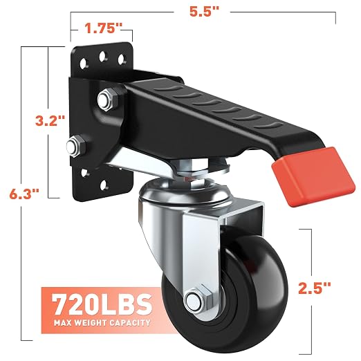 SPACEKEEPER Workbench Casters kit 720 Lbs Retractable Casters Heavy Duty Bench - Image 3