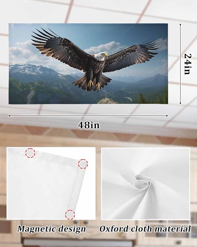 4 Pcs Fluorescent Light Covers for Ceiling Lights, Bald Eagle Soaring Above - Image 7