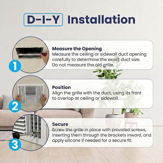 16x16 Aluminum 4-Way Air Vent Register HVAC Duct Cover Wall Ceiling Quiet - Image 8